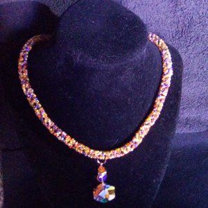 Hand Crafted Orange Multi Color Tubular Necklace